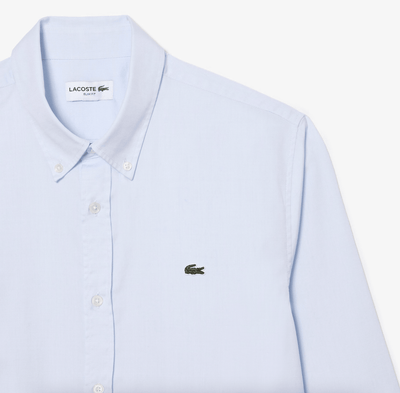 Chemise unie Lacoste ajustée bleu clair