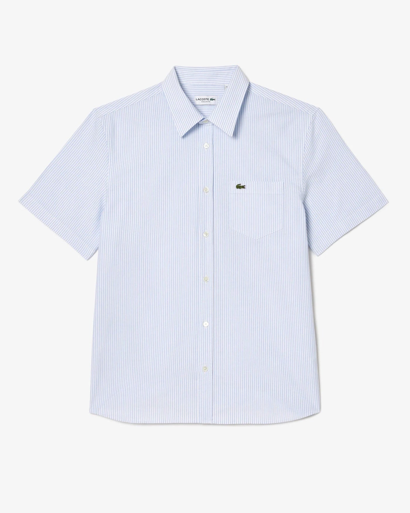 Chemise manches courtes rayée Lacoste bleue